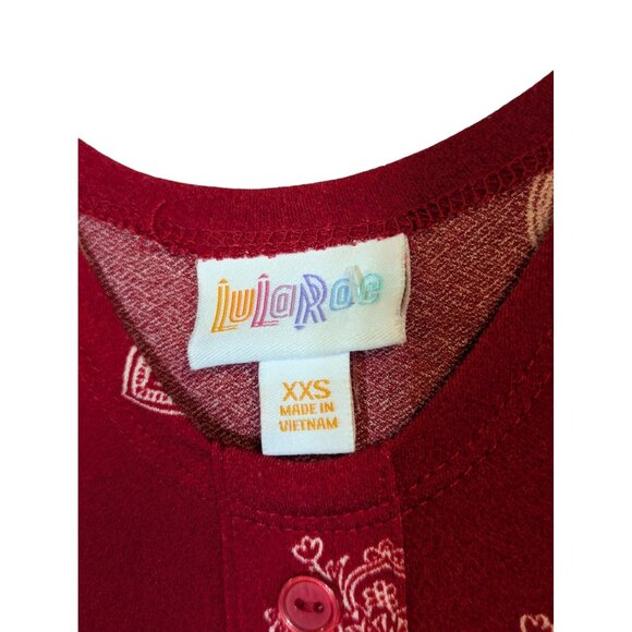 LuLaRoe Xanthe XXS Red Paisley Print Romper With Pockets & Tie Waist - Picture 3 of 6